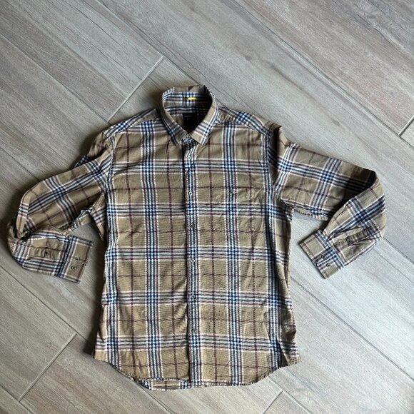 Rare Rabbit Men’s Tan Plaid Button-Down Shirt – Long Sleeve – Size Large - Picture 2 of 6